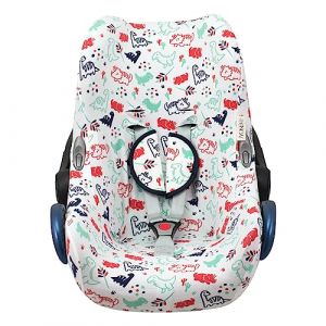 JYOKO KIDS Housse pour siège auto bébé en coton compatible avec Maxi Cosi Cabriofix (DINO PARTY) (JYOKO, neuf)
