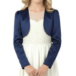 BlackButterfly Enfants Satin Manche Longue Bol&eacute;ro Filles (Bleu Nuit, 7-8 Ans) (BlackButterfly Clothing, neuf)