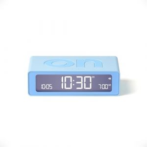 Lexon Flip Mini R&eacute;veil Matin de Voyage, Horloge num&eacute;rique LED on/Off &agrave; luminosit&eacute; r&eacute;glable, Rechargeable et Tactile, id&eacute;al comme r&eacute;veil de Chevet - Bleu Clair (LEXON DESIGN, neuf)