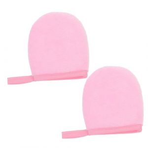 VICASKY Lot de 2 gants de bronzage crème marron clair - Applicateur de bronzage - Gant de bronzage pour le dos - Enhancer Tan avec peluche rose (Belicious Helper, neuf)
