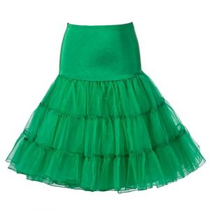 Boolavard Jupon Femme Style ann&eacute;e 50 Jupon Rockabilly Jupe Tutu Vintage (FR/ES, Alpha/Lettres, XS, Moyen, Taille Normale, Taille Normale, Vert) (Boolavard, neuf)