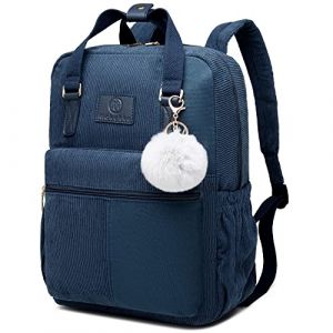 Makukke Sacs d'&eacute;cole pour filles, sac &agrave; dos en velours c&ocirc;tel&eacute; pour femme avec compartiment pour ordinateur portable et sac &agrave; dos antivol d&eacute;contract&eacute; pour l'&eacute;cole primaire du lyc&eacute;e, bleu, L (Makukke-Store, neuf)