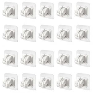 HERKINDNESS Lot de 20 supports de tringle &agrave; rideaux blancs - Supports de serrage autocollants - Petits supports de tringle &agrave; rideaux - Pour cuisine et salle de bain (HERKINDNESS, neuf)