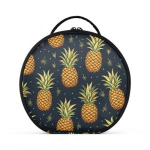 Motif Répétitif Ananas Créativité Trousse Sac Cosmétique Circulaire de Maquillage Pochette Sacs avec Cloisons Amovibles pour Voyage Filles (HULAHULA, neuf)