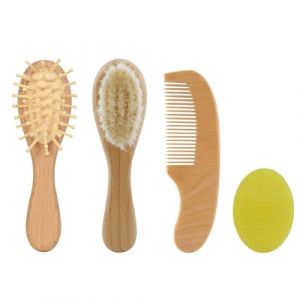Brosse &agrave; cheveux en bois pour b&eacute;b&eacute; - Brosse &agrave; cheveux pour b&eacute;b&eacute;, brosse &agrave; cheveux nouveau-n&eacute; | Brosse &agrave; manche en bois pour poils naturels, doux pour le cuir chevelu Brosse &agrave; cheveux de b&eacute;b&eacute; (linyuny, neuf)