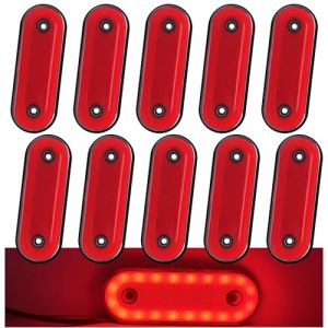 Biqiure 10PCS Feux de Gabarit Rouge,12V 24V Feu de Gabarit Remorque LED Arri&egrave;re Avant Indicateur Feux de Gabarit Lat&eacute;raux pour Remorque Camion Caravane (YuanGu, neuf)