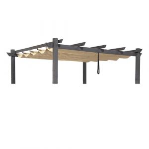 PURPLE LEAF Bache pour Pergola, Toile Pergola 3 x 3 m Retractable, Toile de Tonnelle Toile de Toit Rechange pour Jardin Terrasse, Beige (PURPLE LEAF, neuf)