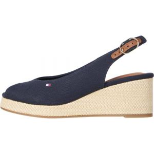 Tommy Hilfiger Espadrilles Compensées Femme Flag Mid Slingback Bride Réglable, Bleu (Space Blue), 39 (RKS Footwear, neuf)