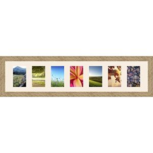 Cadres Photos pêle mêle multivues Chantilly 7 Photo(s) 10x15 Passe Partout, Cadre Photo Mural 94x20 cm Naturel Beige, 3.5 cm de Largeur (RK Cadres, neuf)