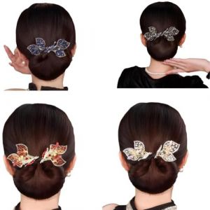Bigoudi à chignon pour femme - Fil en filet - Nœud - Oreilles de lapin - Bandeau pour chignon - Accessoires pour chignon - Fleur (senmantu, neuf)