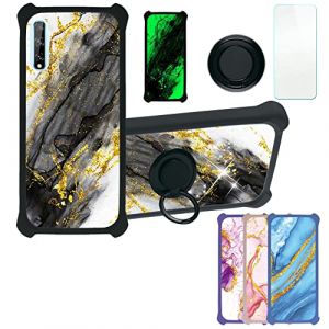 Aroepurt Coque pour Huawei P Smart PSMART S Coque Compatible avec Huawei P Smart PSMART S Coque Étui [avec Trempé 9H Protection D'écran] Case Support de Bague PC + Silicone JSH-HDL (Huayijie-eu, neuf)