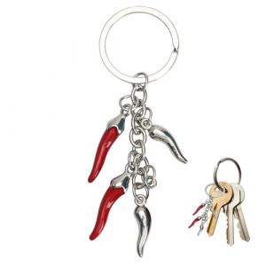 IEBTAWN 1 Pi&egrave;ce Porte Clef, Porte-Cl&eacute; Cornes Et Piment Rouge, Symbole Corne D'Abondance, Bijou De Sac Porte-Bonheur, Id&eacute;e Cadeau, Cadeau Femme (WANG HE DE DIAN, neuf)