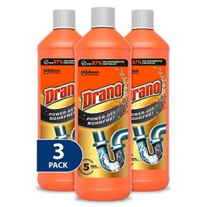 Drano Power Gel Déboucheur de canalisations pour cuisine et salle de bain Élimine les bouchons 1 l (lot de 3) (STAR&STER, neuf)