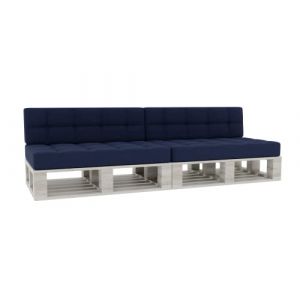 Coussin pour Palette Coussin d'assise Dossier piqué PFG 2xSet (Coussin d'assise 120x80 +Dossier 120x40), Navy Blau (FavreShop, neuf)