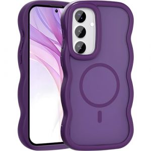 Keteen Coque Magnétique pour Samsung Galaxy S25, Translucide Mat Curly Wave Frame Silicone Etui Souple TPU Slim Fit Antichoc Bumper Housse Coque Samsung Galaxy S25, Violette (Keteen, neuf)