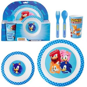 Get Trend SONIC THE HEDGEHOG Set Vaisselle Enfant 5 Pi&egrave;ces, Assiette Bol Tasse Cuill&egrave;re Fourchette Plastique R&eacute;utilisable, Sans BPA, Service de Table (Bleu Sonic The Hedgehog) (Get Trend., neuf)