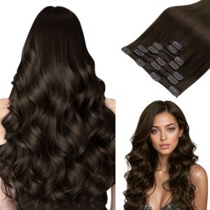Extensions de cheveux &agrave; clipser, hotbanana Brun clair &agrave; fonc&eacute; - Extensions de cheveux humains naturels &agrave; clipser - Cheveux raides Remy - Extension de cheveux &agrave; clipser 61 cm - 120 g - 7 pi&egrave;ces (hotbanana FR, neuf)