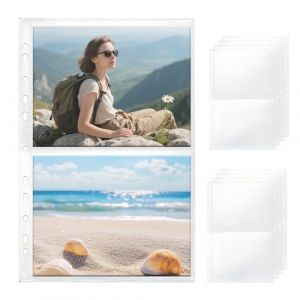 KQDRAVINE Lot de 40 pochettes transparentes pour cartes postales - Format A4 - R&eacute;partis - Double face - 2 compartiments - Album de collection pour cartes postales - Format A5 (KEQIKJ, neuf)