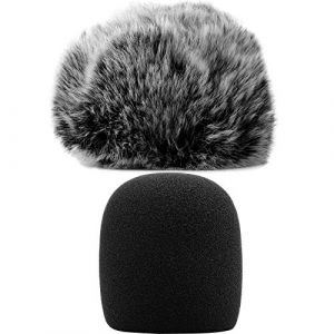 Housse de Microphone ChromLives, Housse de Protection en Mousse pour Pare-Brise en Fourrure Compatible avec Blue Yeti, Condenseur Yeti Pro (pack de 2 Combo Fourrure et Mousse) (ChromLives-Direct, neuf)