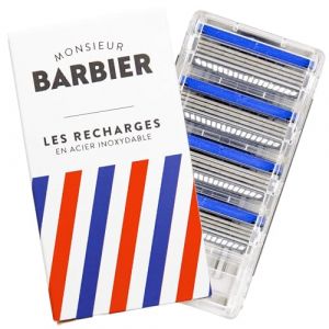 Recharges de rasoir 3 lames pour homme de Monsieur BARBIER | 4 cartouches de rechange compatibles MACH3&reg; | Manche de rasoir LE CHALLENGER | Id&eacute;al pour les peaux sensibles (Monsieur Barbier, neuf)