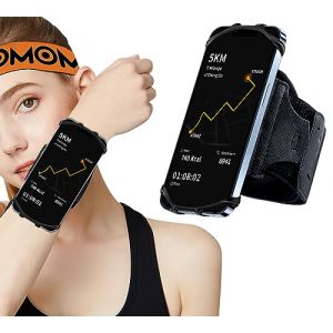 HLOMOM Brassard Telephone Sport Pivotant à 360 °, Brassard de Sport pour iPhone 16/15/14/13/12/Pro/Pro Max/XS/XR/X/8/7/6 et Autres Téléphones Portables de 4.5''-7''pour la Course à Pied（Noir） (HLOMOM Direct, neuf)