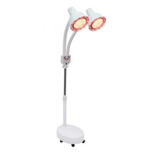 Lampe infrarouge 275 W 220 V - Lampe thérapeutique à double tête avec abat-jour double couche avec protection anti-brûlure et roues - Lampe à lumière rouge - Lampe chauffante pour la maison, le (SRRFDSS, neuf)