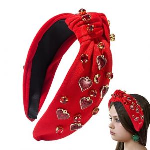 Diadème d'amour en forme de cœur, serre-tête noué avec strass | Bandeaux larges en forme de cœur et strass pour femme, accessoire (DAOXAG, neuf)
