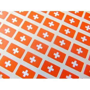 Lot de 64 mini étiquettes autocollantes Motif drapeau suisse 20 x 12 mm (Minilabel, neuf)