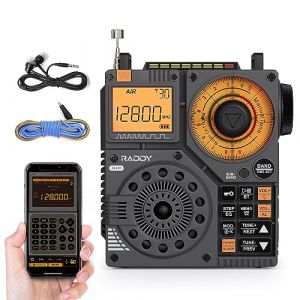 Raddy Radio &agrave; Ondes Courtes RF320 avec contr&ocirc;le par Application, FM/AM/VHF/SW/AIR Prend en Charge la Carte BT/TF, Radio Portable Rechargeable avec antenne c&acirc;ble de 3 m, &eacute;couteurs, Lampe de Poche, SOS (Radioddity France, neuf)