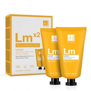 Hydratant au beurre Lemon Rescue. Super aliment v&eacute;g&eacute;talien avec des ingr&eacute;dients naturels Huile de citronnelle, huile de noix de coco, huile d'amande et huile de p&eacute;pins de raisin, 2 x pack (2 x 50ml) (skinChemists London, neuf)