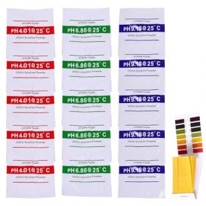 Lot de 15 Poudres d'&eacute;talonnage pour pH-m&egrave;tre 4.00 | 6.86 | 9.18, Solution tampon pH, pH Test Meter Mesure lot Solution pour des r&eacute;sultats pr&eacute;cis (Forest  Zhi, neuf)