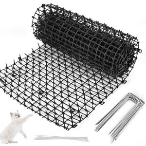YHNDECO de r&eacute;pulsif pour animaux domestiques et sauvages - Grille d'&eacute;pines contre les chats - 30 x 200 cm - Avec 8 piquets et 8 serre-c&acirc;bles - Tapis r&eacute;pulsif pour chiens, chats, animaux sauvages (fuzhouyuanhengdianzishangwuyouxian gongsi, neuf)