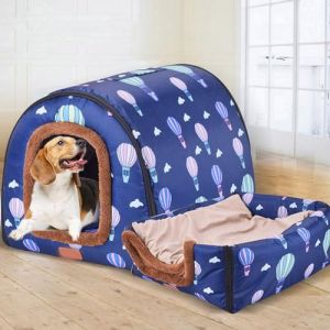 qing yun Grand lit pour chien de luxe, lit chaud pour chien, XL XXL pour l'int&eacute;rieur et l'ext&eacute;rieur, grand lit pour chien, niche pour chat, igloo, lavable (XL 75 x 57 x 55 cm, C) (ping bu, neuf)