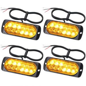 EYPINS - 4x Feux de Pénétration Stroboscopique LED 12/24V 12 LEDs Orange Haute Intensité Étanche IP65 18 Modes de Clignotement Léger&Compact Universel pour Voiture Camion Tracteur et Véh (eYpins-FR, neuf)