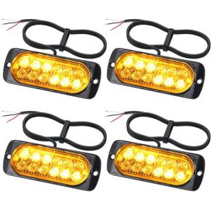 EYPINS 4X Feux de Pénétration à 12 LEDs 12V/24V Etanche IP65 Gyrophare LED Orange Feux Flash Voyant d’Alarme Urgence Strobe Clignotants Auto pour Van Camion Tractopelle Chariot à Fourche Dépanneuse (eYpins-FR, neuf)