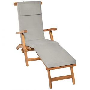 Beautissu Coussin Bain de Soleil 175x45x5 cm Loftlux DC – Matelas Bain de Soleil Housse Amovible – Coussin Transat Exterieur Chaise Longue Gris Clair (Brandvin, neuf)