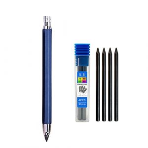 Crayon à dessin en métal de 5,6 mm avec 4 mines 2B 4B 6B 8B professionnel pour esquisse, crayon mécanique Kawaii pouvant être rempli (bleu) (JOMPENS, neuf)