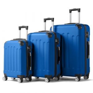 LALAHO Set de 3 Valises de Voyage, Valise Grande Taille, Valise Cabine, Petite Valise, ABS avec Coins Renforcés, roulettes Pivotantes 360°, Cadenas et Poignée Télescopique (Bleu Foncé) (Sarefun, neuf)
