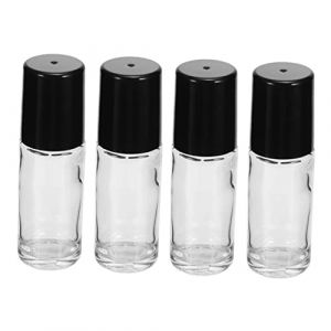 HONITANO Lot De 4 Flacons Roll-on En Verre Transparent 30 Ml, Bouteilles Vides Portables &Eacute;tanches, Rechargeables Pour Huiles Essentielles Et Parfums, Voyage Et Usage Quotidien, Design Cylindrique Noir (LUWELI, neuf)