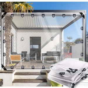 ZHJSHOU Bache Transparente avec Oeillets PVC Imperméable 0.5x1.8m,Bache de Protection Exterieur Jardins,Bache Couverture Toiture Pliable Bache de Serre pour Meubles Camping,Personnalisable (ZHJSHOU, neuf)