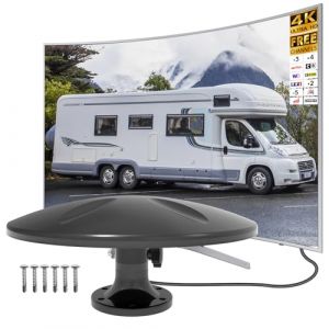 Antenne Camping Car, Antenne TNT pour Camping Car, amplificateur amélioré VHF-VHF-Dab HDTV pour extérieur/loft/Camping-Car/Caravane,pour Utilisation en extérieur, réception Longue Distance (DTB TECH, neuf)