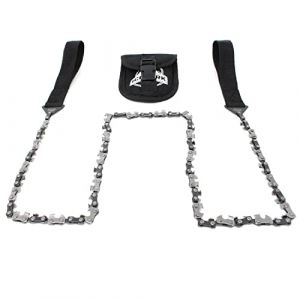Iceberk Scie à chaîne manuelle avec sac banane - Scie à main de haute qualité en acier au carbone inoxydable pour le sciage de branches et de petits arbres (60, 90 ou 120 cm) (ManuCo, neuf)