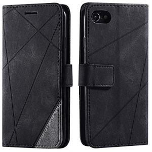Vankii Coque pour iPhone SE 2020/iPhone 8/iPhone 7 (4,7 Pouces), Rabat Portefeuille de Protection Cuir PU Etui, Silicone TPU Bumper Magn&eacute;tique Housse, Flip Porte Cartes avec Support Cover Case(Le Noir (Vankii EU Store, neuf)