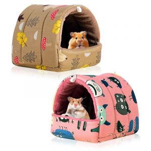 HMCEY 2 Pcs Maison Cochon d'Inde,Maison Hamster Tissu,Couchages pour Petits Animaux,Lit en Peluche Lapin,Cabane Lapin Interieur,Cachette pour Cochon d'Inde Lavables,Lits Grotte Chaud pour Chinchilla (EASYFLOW TRADE LTD, neuf)