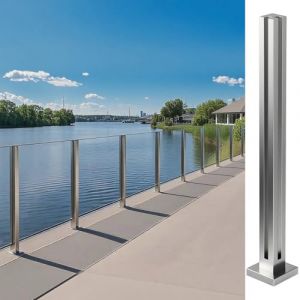 Cvter Garde-corps en Verre Acier Inoxydable - 60cm Poteau de Balustrade en Verre Argent&eacute;, Syst&egrave;me de Balustrade en avec Robinets, Fentes pour Terrasse, Balcon, Piscine, Jardin, Poteau de coin (liujianjun-us, neuf)