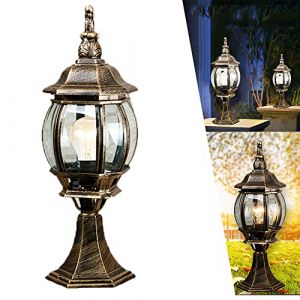 LED Extérieur, Lampadaire De Jardin, IP44 Lampe De Extérieure Étanche Lampe Pilier Portail Lanterne Classique Lampes De Poteau Pour E27 Jardin Lampe De Chemin Lanterne Cour (xindaxin, neuf)