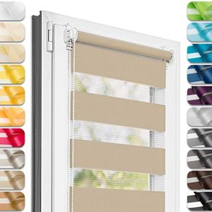 Estika Store Enrouleur Jour Nuit sans perçage - Plage de Sable - 45 x 220 cm - Store à enroulement, Double Tissu, pour fenêtres intérieures, Protection Contre Le Soleil (Estika, neuf)