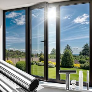 Qualsen Film Fen&ecirc;tre Anti-Regard, Film Miroir pour Fen&ecirc;tre sans Tain, Anti-UV Anti Chaleur Protection Solaire Non Adh&eacute;sif Film &Eacute;lectrostatique Vitre pour Maisons et Bureaux（Argent-Argent, 90x200cm） (QualitysenseUK, neuf)