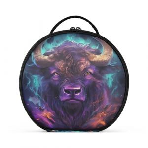 Vache Spatiale Abstraite Violette Créativité Trousse Sac Cosmétique Circulaire de Maquillage Pochette Sacs avec Cloisons Amovibles pour Voyage Filles (HULAHULA, neuf)