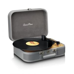 Tourne-disque Bluetooth Lenco Classic Phono TT-116 &agrave; 3 vitesses - 33, 45 et 78 tr/min - tourne-disque vinyle vintage - sortie RCA - haut-parleurs st&eacute;r&eacute;o - gris (Whooki GmbH, neuf)